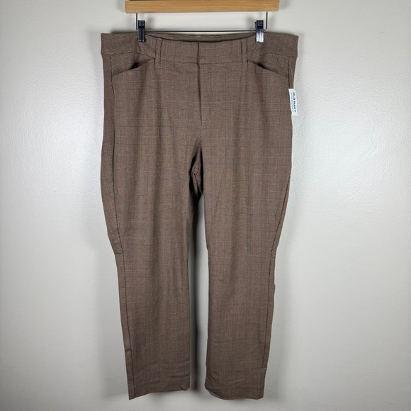 Old Navy Pants - Old Navy Women's 16 Pixie Skinny Pants Brown Glen Plaid High Rise Stretch NEW